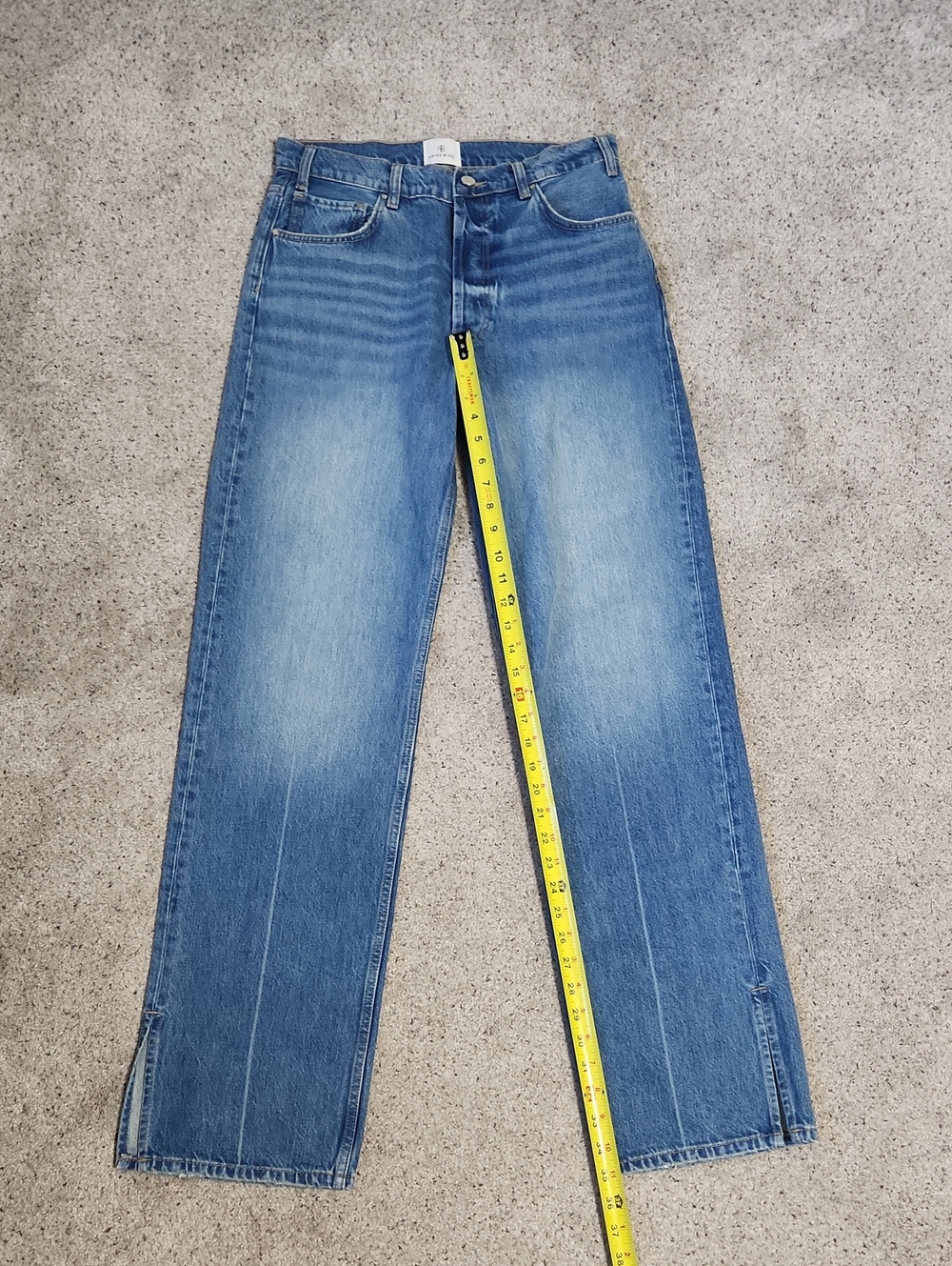 Anine Bing Roy Rigid Cotton Split Hem Jeans in Nordic Blue Size 29 - Picture 11 of 14